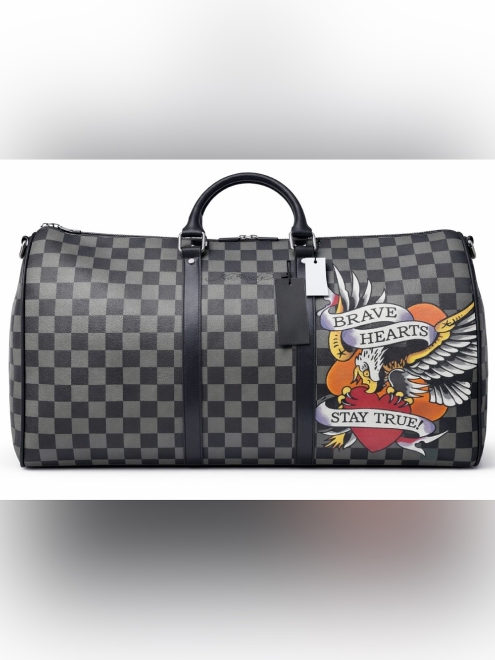 NWT Ed Hardy duffle back, checkerboard- Black/Grey